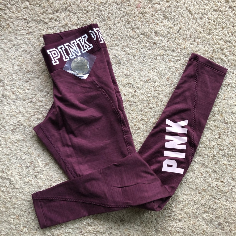 VS PINK MAROON LEGGINGS SIZE XS FLEECE LINED